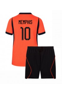 Alankomaat Memphis Depay #10 Jalkapallovaatteet Lasten Kotipeliasu MM-kisat 2026 Lyhythihainen (+ Lyhyet housut)